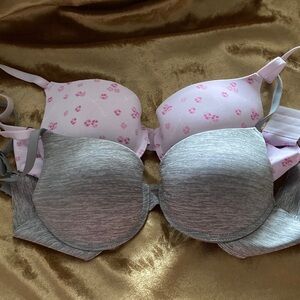 Hurley Pink Floral and Gray Bra Set